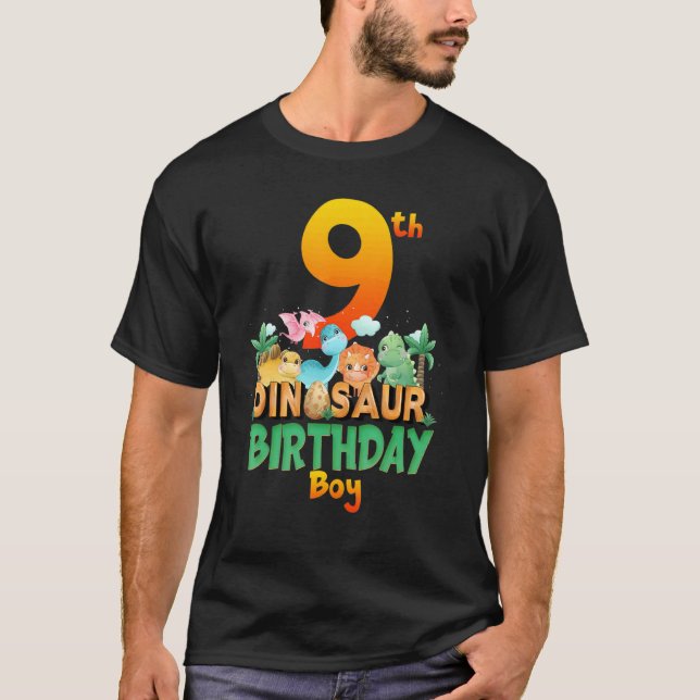 Dinosaur Dino Birthday Boy Trex Group Matching Age T Shirt (Framsida)