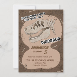 Dinosaur Dino Fossil Födelsedagsfest inbjudan