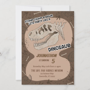Dinosaur Dino Fossil Födelsedagsfest inbjudan