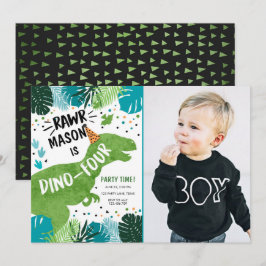 Dinosaur Dino-four RAWR 4:e födelsedagen Invita Inbjudningar