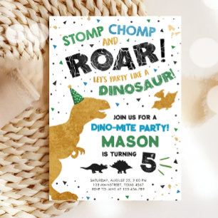Dinosaur Dino Gräver Boy T-Rex-Födelsedagsfest Inbjudningar