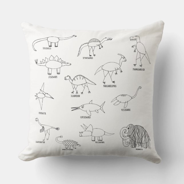 Dinosaur Dino Kids med minimalistisk utbildning Kudde (Framsida)
