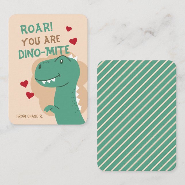 Dinosaur Dino-kort för Alla hjärtans dag Anteckningskort (Fram/baksida)