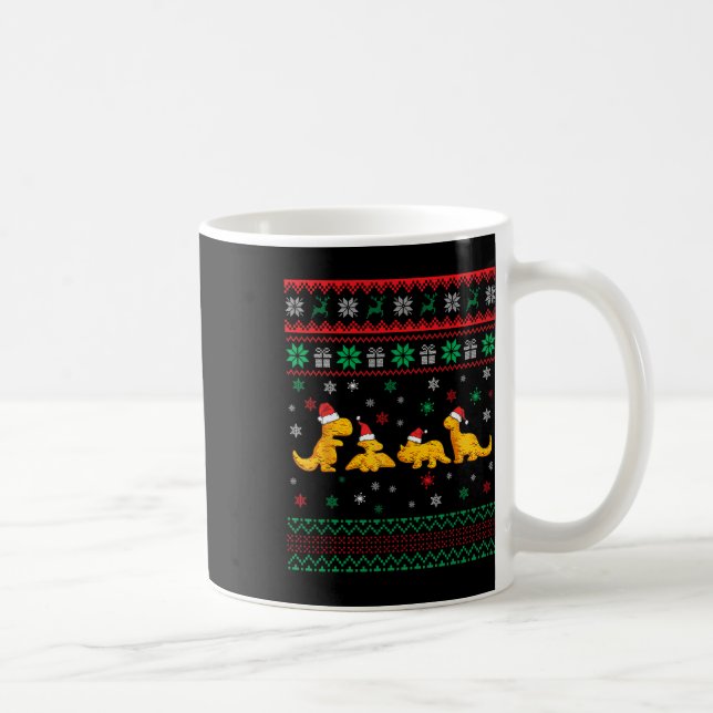 Dinosaur Dino Kycklingbitar Fula Julpyjamas Kaffemugg (Höger)