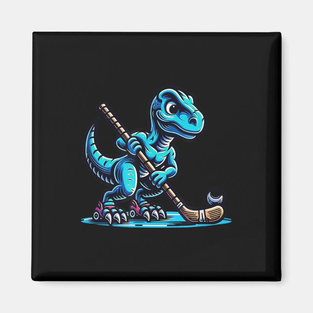 Dinosaur Dino Landhockeyspelare Lag  Magnet (Framsidan)