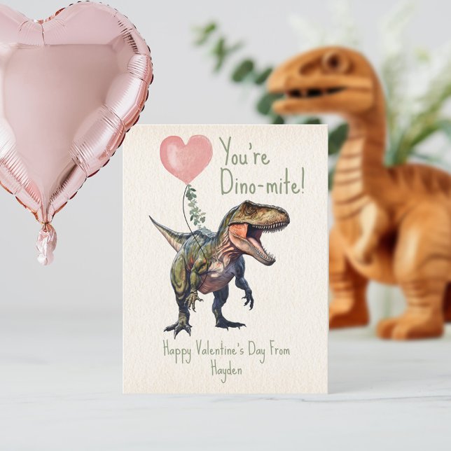 Dinosaur Dino-mite Classroom Valentine Vykort (Skapare uppladdad)