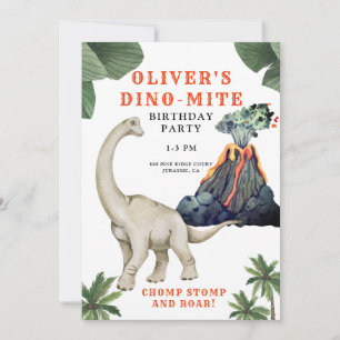 Dinosaur Dino-mite Födelsedagsfest inbjudan