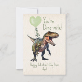 Dinosaur Dino-mite Grönt Classroom Valentine Photo Kort