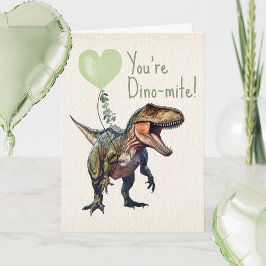 Dinosaur Dino-mite Grönt Klassrumsvalentin  Kort
