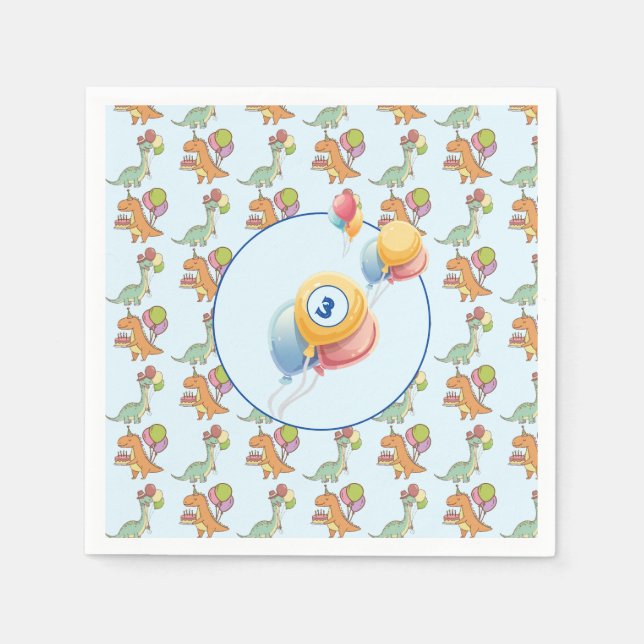 Dinosaur dino party barns födelsedag blue lustigt pappersservett (Framsidan)