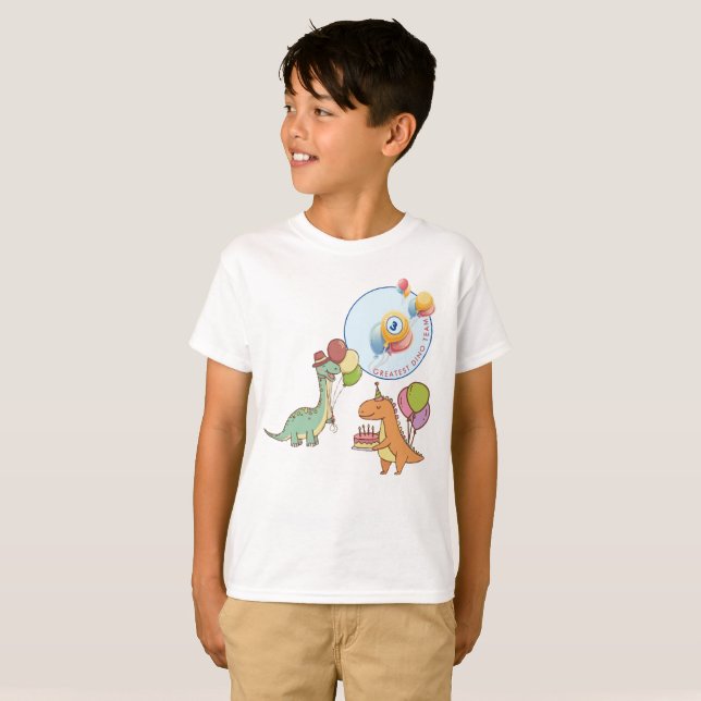 Dinosaur dino party barns födelsedag blue lustigt t shirt (Hel framsida)