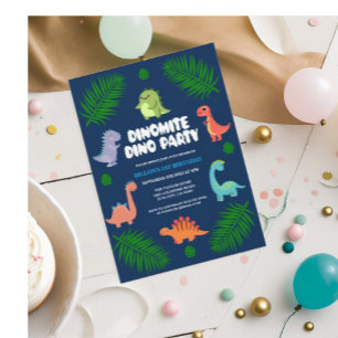 Dinosaur Dino Party   Första Födelsedagsfesten Inbjudningar