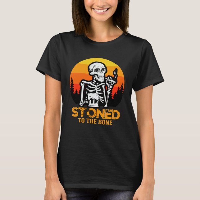 Dinosaur Dino Skeleton Skull Halloween Spooky Tric T Shirt (Framsida)