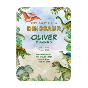 Dinosaur Dino T-rex Birthday Bjuder Flexibel Magnet