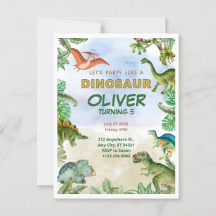 Dinosaur Dino T-Rex Födelsedagsinbjudningar Postko Vykort