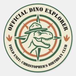 Dinosaur Dino Utforskare Födelsedag Runt Klistermärke