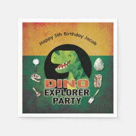 Dinosaur Dino Utforskare Födelsedagsfest Pappersservett