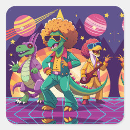 Dinosaur Disco Gräver skum Fyrkantigt Klistermärke