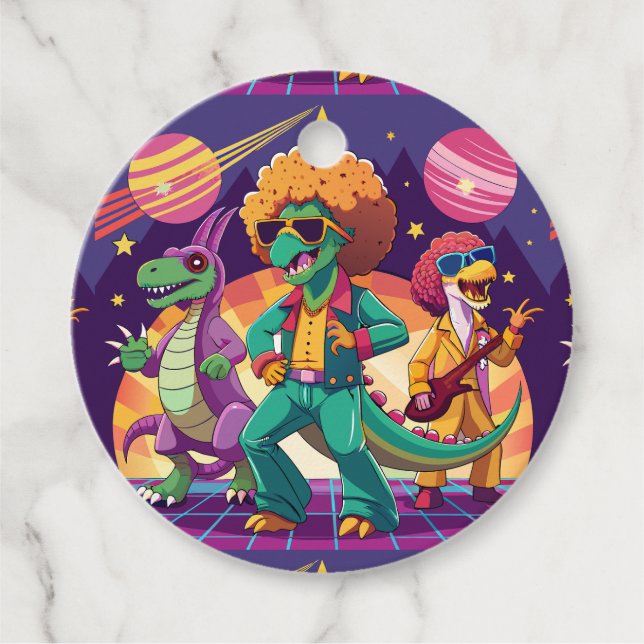 Dinosaur Disco Gräver skum Gåvor Etiketter (Framsida)