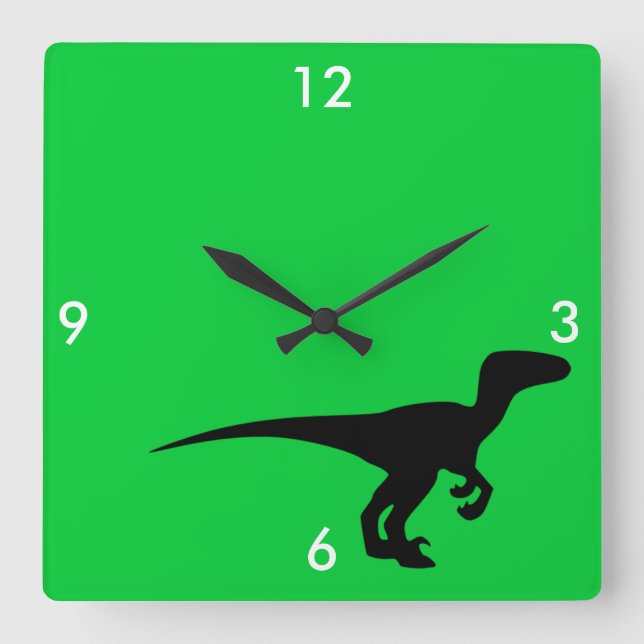Dinosaur Disline Jurassic Era Fyrkantig Klocka (Framsida)