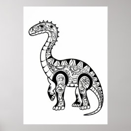 Dinosaur doodle sketch art. poster