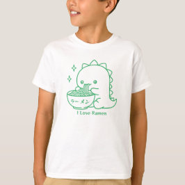 Dinosaur Eating Ramen Noodles Personlig Kawaii T Shirt