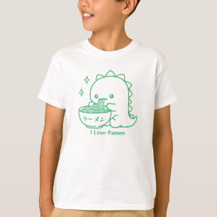 Dinosaur Eating Ramen Noodles Personlig Kawaii T Shirt