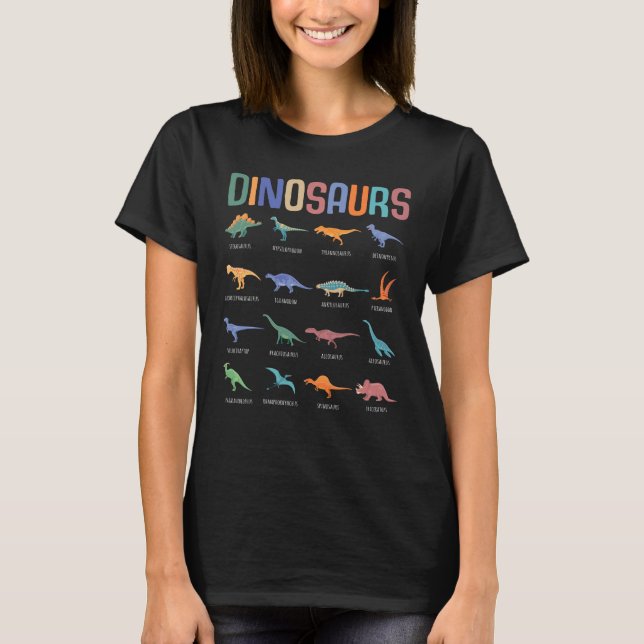 Dinosaur Education Triceratops Stegosaurus Trex T Shirt (Framsida)