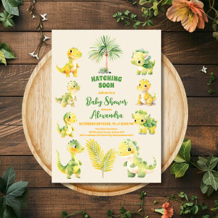 Dinosaur Egg Cute Watercolor Baby Shower-inbjudan Inbjudningar
