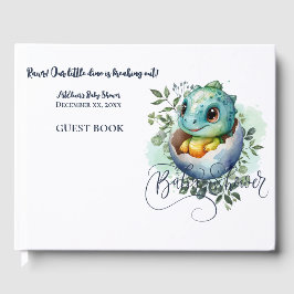 Dinosaur Egg Cute Watercolor Löv Baby Shower Gästböcker