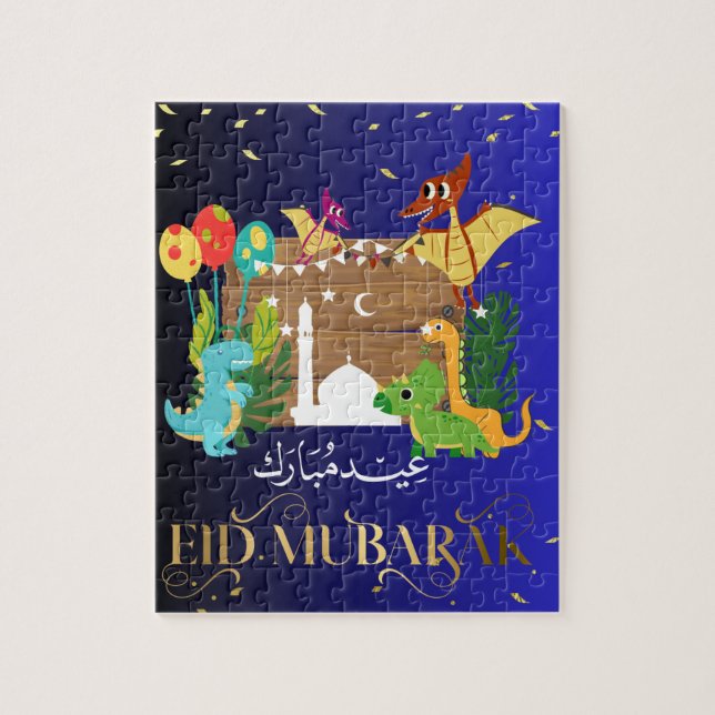 dinosaur eid mubarak puzzle pussel (Vertikal)