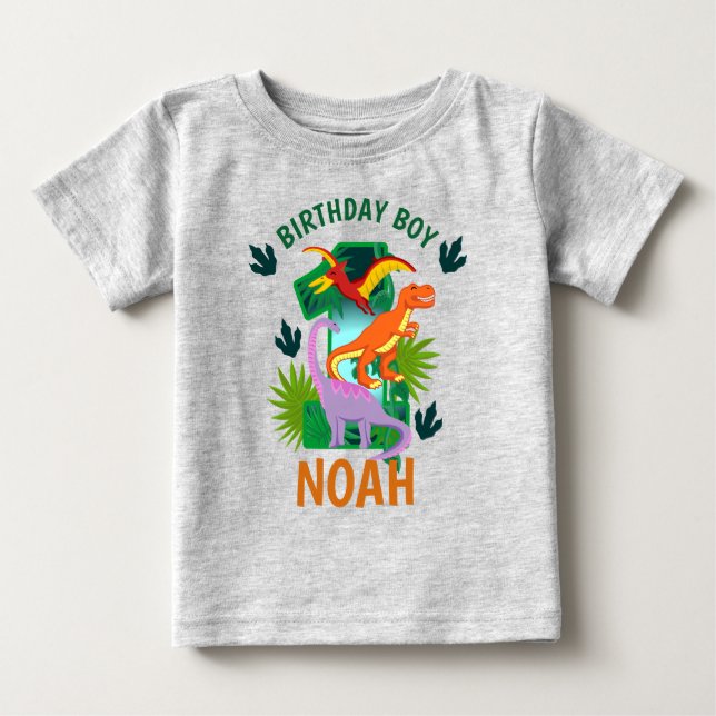 Dinosaur ettårs t-shirt för småbarn (Framsida)