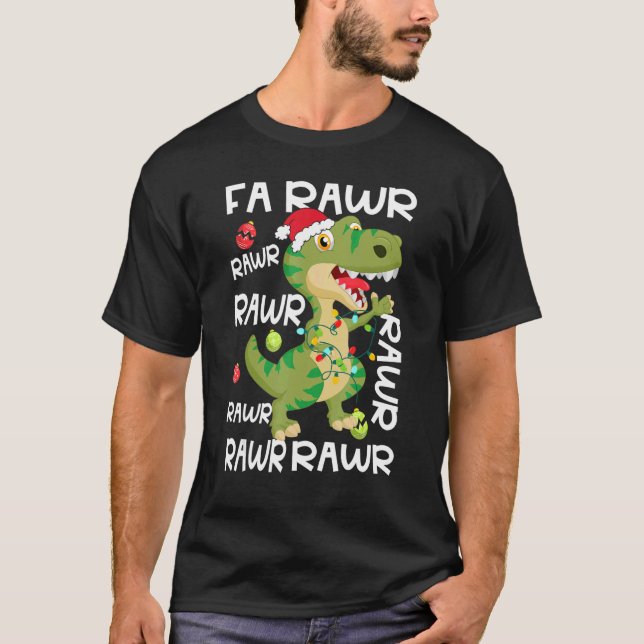 Dinosaur Fa Ra Ra Ra Rawr Rex jul Julafton Paja T Shirt (Framsida)