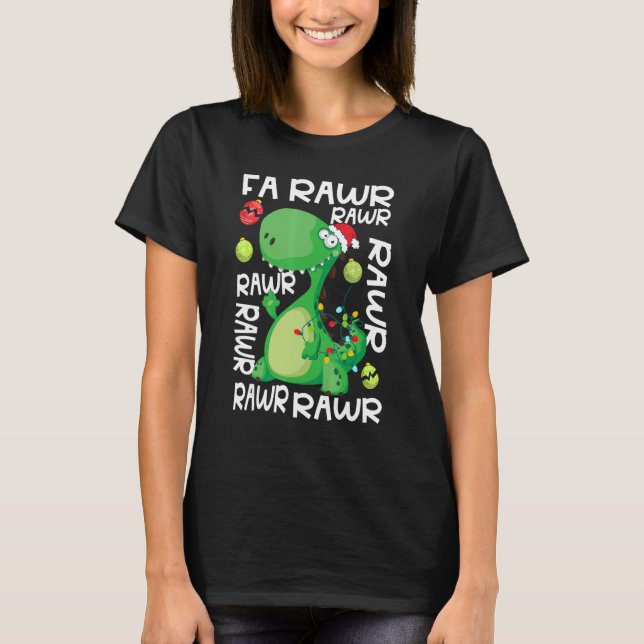 Dinosaur Fa Ra Ra Ra Rawr Rex jul Julafton Paja T Shirt (Framsida)
