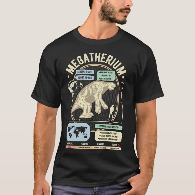 Dinosaur Facts - Megatherium Giant Sloth Science A T Shirt (Framsida)