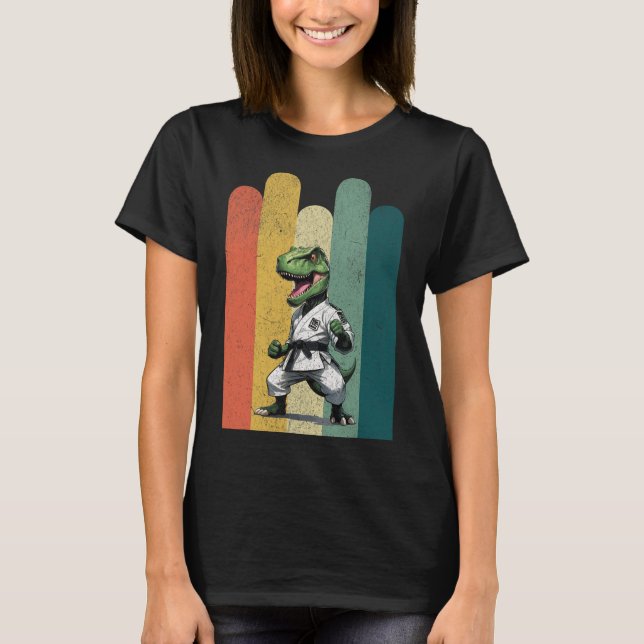 Dinosaur Fans Modiga Karate Stolthet Mod Ryggrad  T Shirt (Framsida)