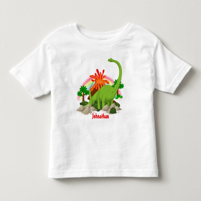 Dinosaur fantasyön DIY namn volcano-barn T Shirt (Framsida)