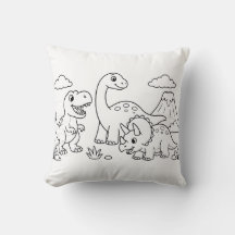 Dinosaur-färgbokskudde | Prydnad för barnrum