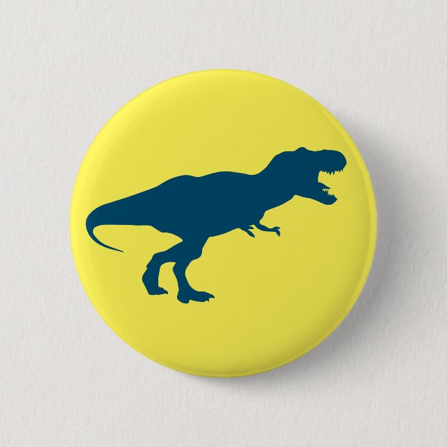Dinosaur Färgglad Gul Knapp (Framsida)