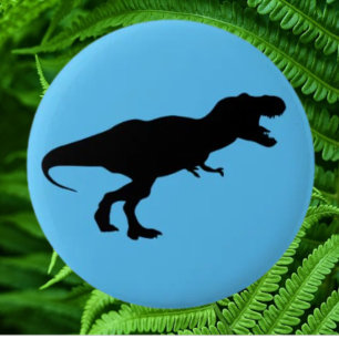 Dinosaur Färgrik Blå Knapp