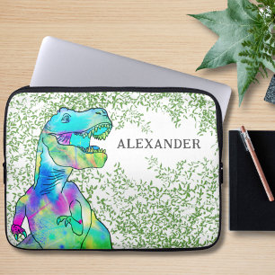 Dinosaur Färgstark T-Rex lägg till Namn Laptop Fodral