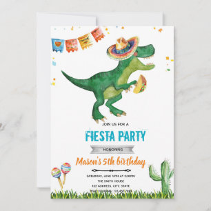 Dinosaur fiesta-födelsedagsinbjudan inbjudningar