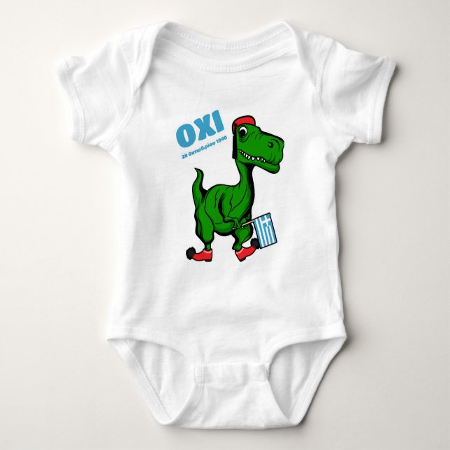 Dinosaur firar "Ohi Day" utklädd till Tsolias T Shirt (Framsida)
