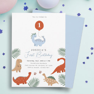 Dinosaur First 1st Birthday Party bjudan Inbjudningar