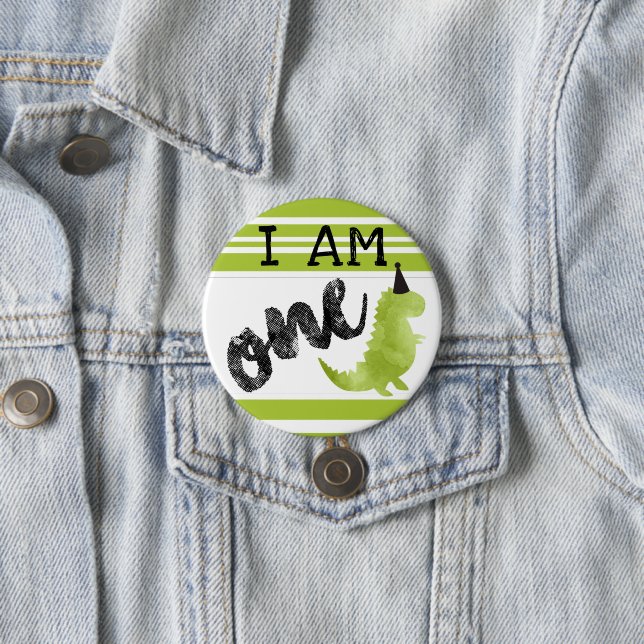 Dinosaur First Birthday Button Dinosaur Theme Knapp (In Situ)