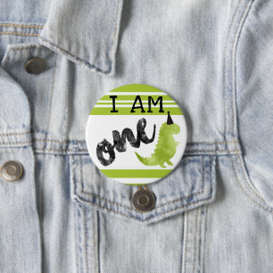 Dinosaur First Birthday Button Dinosaur Theme Knapp