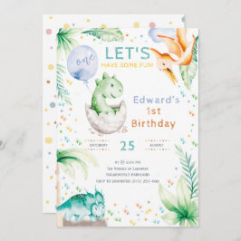 Dinosaur First Birthday-inbjudan Inbjudningar