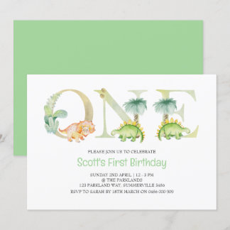 Dinosaur First Birthday-inbjudan Inbjudningar