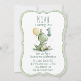 Dinosaur First Birthday Invitation Inbjudningar