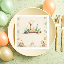 Dinosaur First Birthday Napkins One-a-Saurus Party Pappersservett